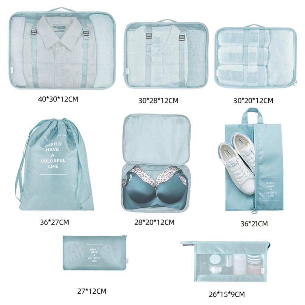 GravN eight piece travel packing cube organizer set