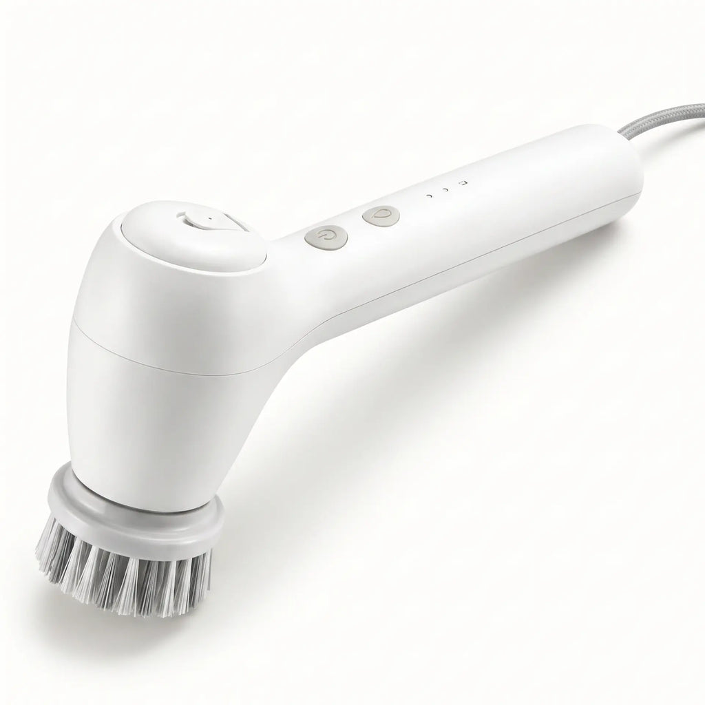 GravN Spin Scrubber showing brush head and control buttons