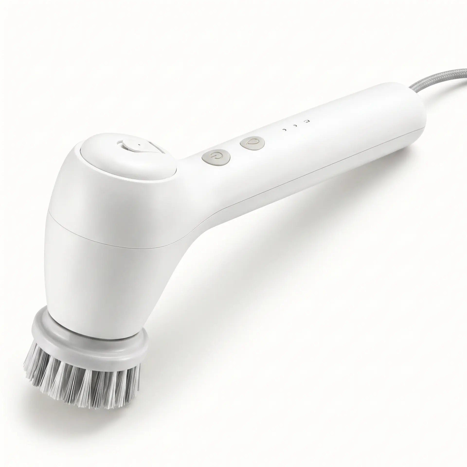 GravN Spin Scrubber showing brush head and control buttons