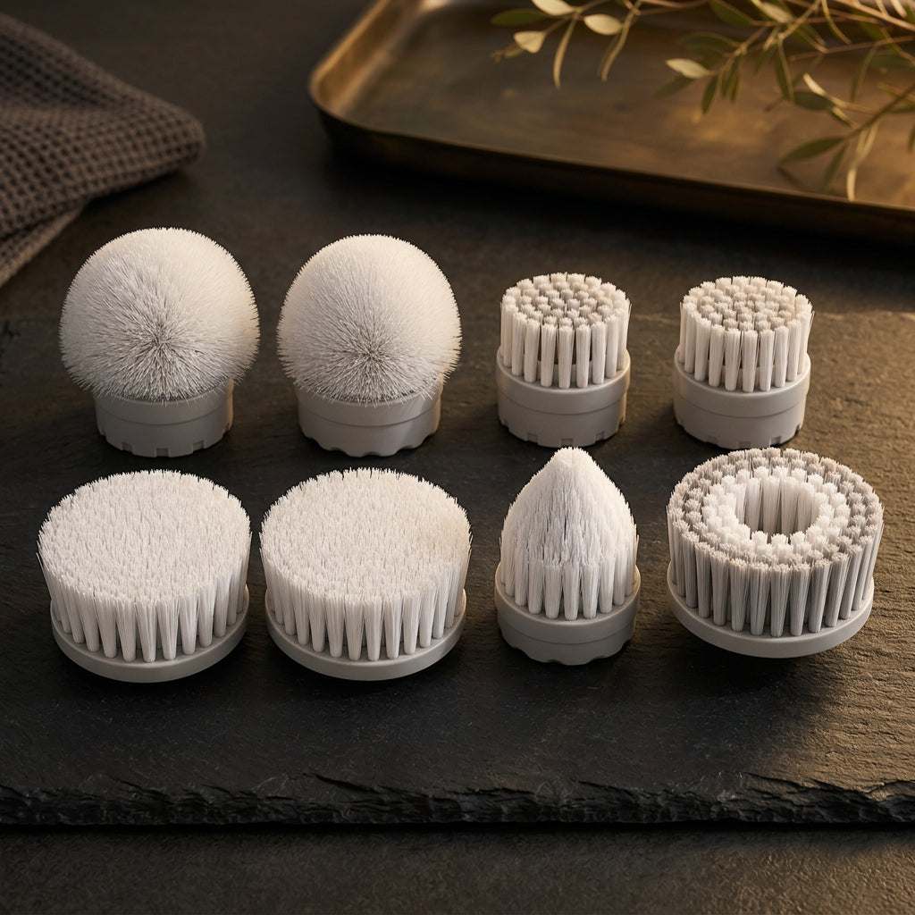 GravN Brush Head Set arranged on slate